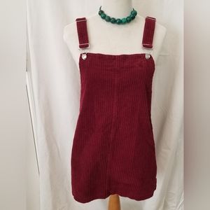 Forever 21 mini skirt overall jumper in maroon corduroy size medium